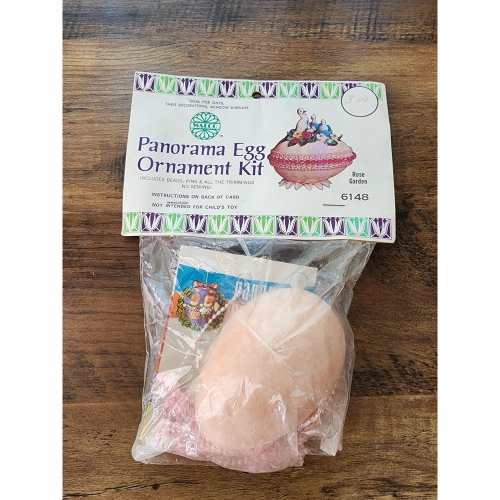 Vintage Panorama Egg Ornament Kit Rose Garden Diorama Pink Retro Unopened New